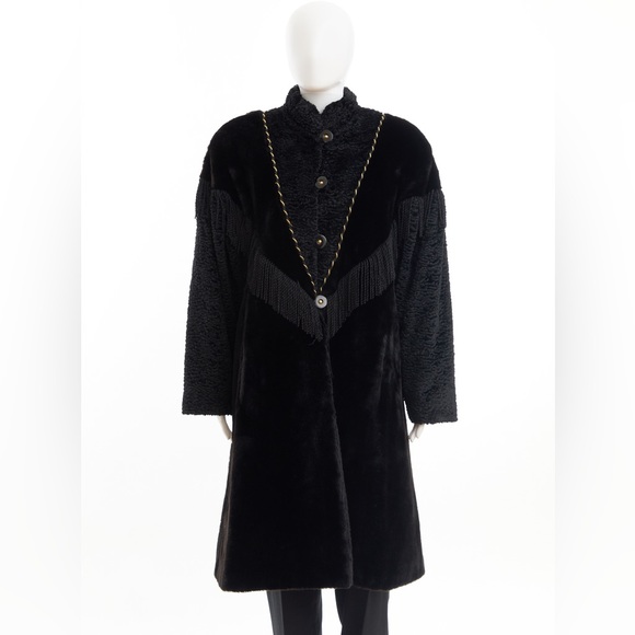 80’s faux fur coat with fringes and gold detail - Picture 2 of 7